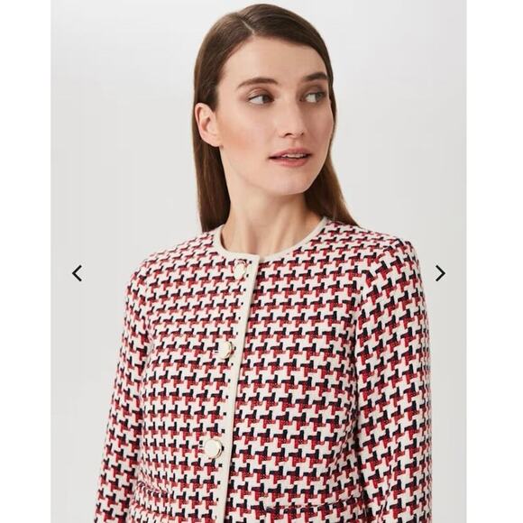 Hobbs of London Tafara Tweed Jacket in Red Multi Size 10 - Picture 13 of 14